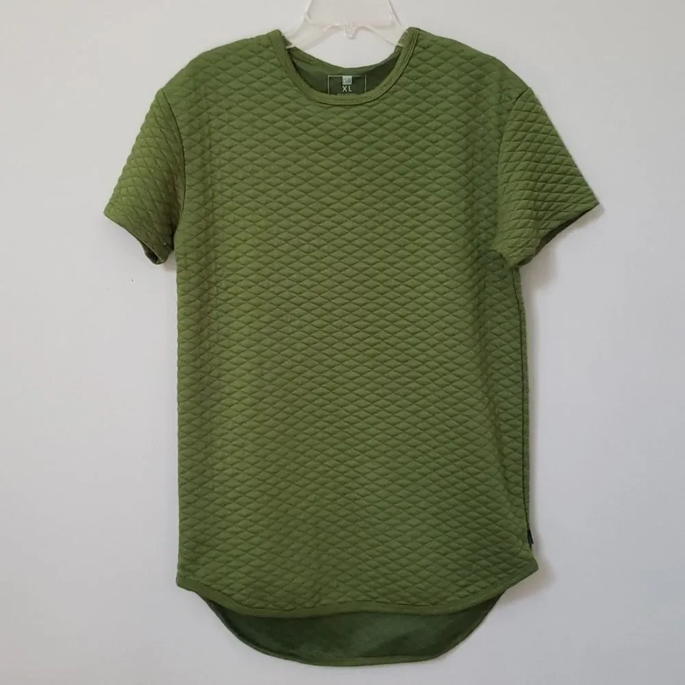 NWT H&W Shirt Mens sz XL Olive Diamond Quilted Short Sleeve Tee Henry & William